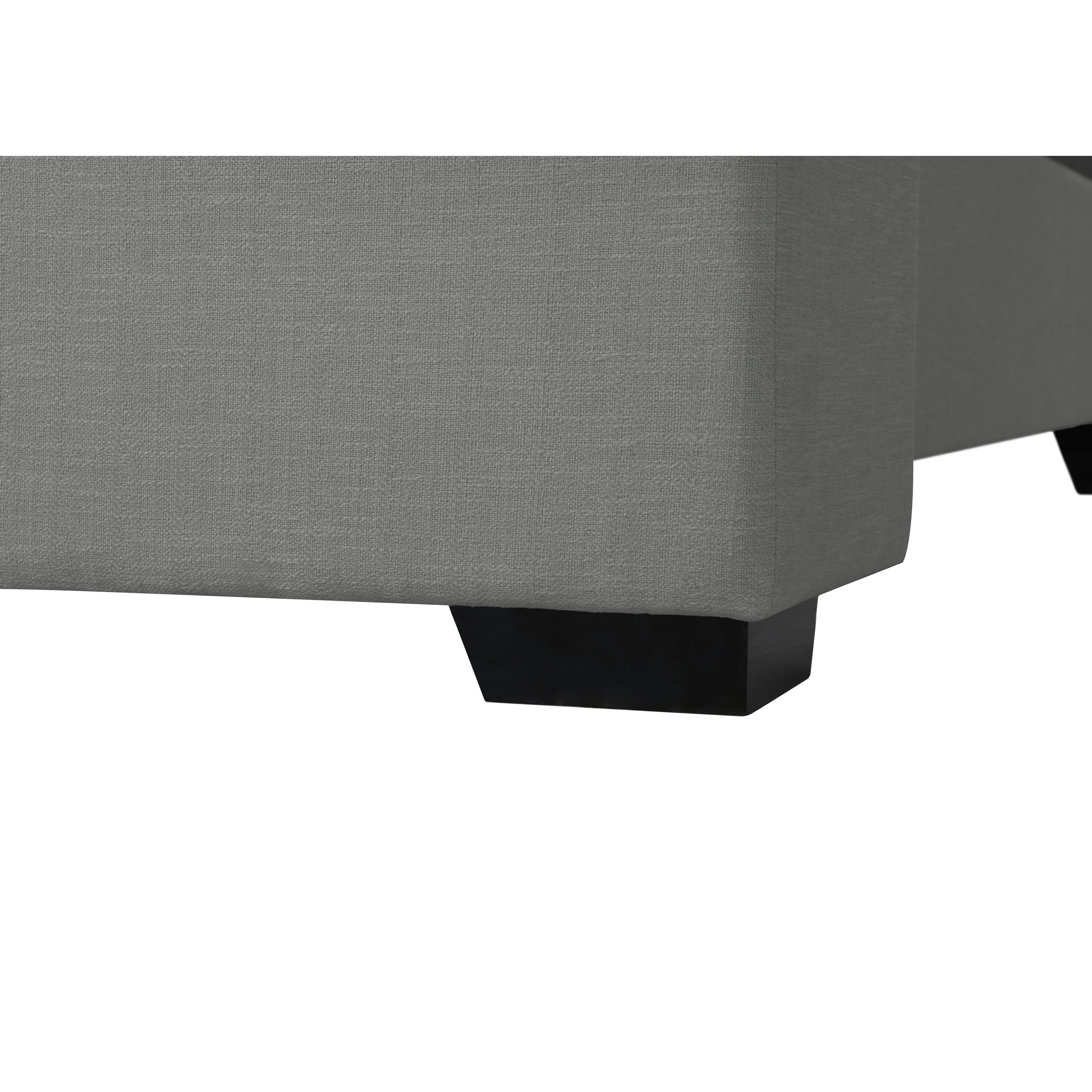 Meridian Oxford Grey Linen Textured Fabric Queen Bed (3 Boxes)