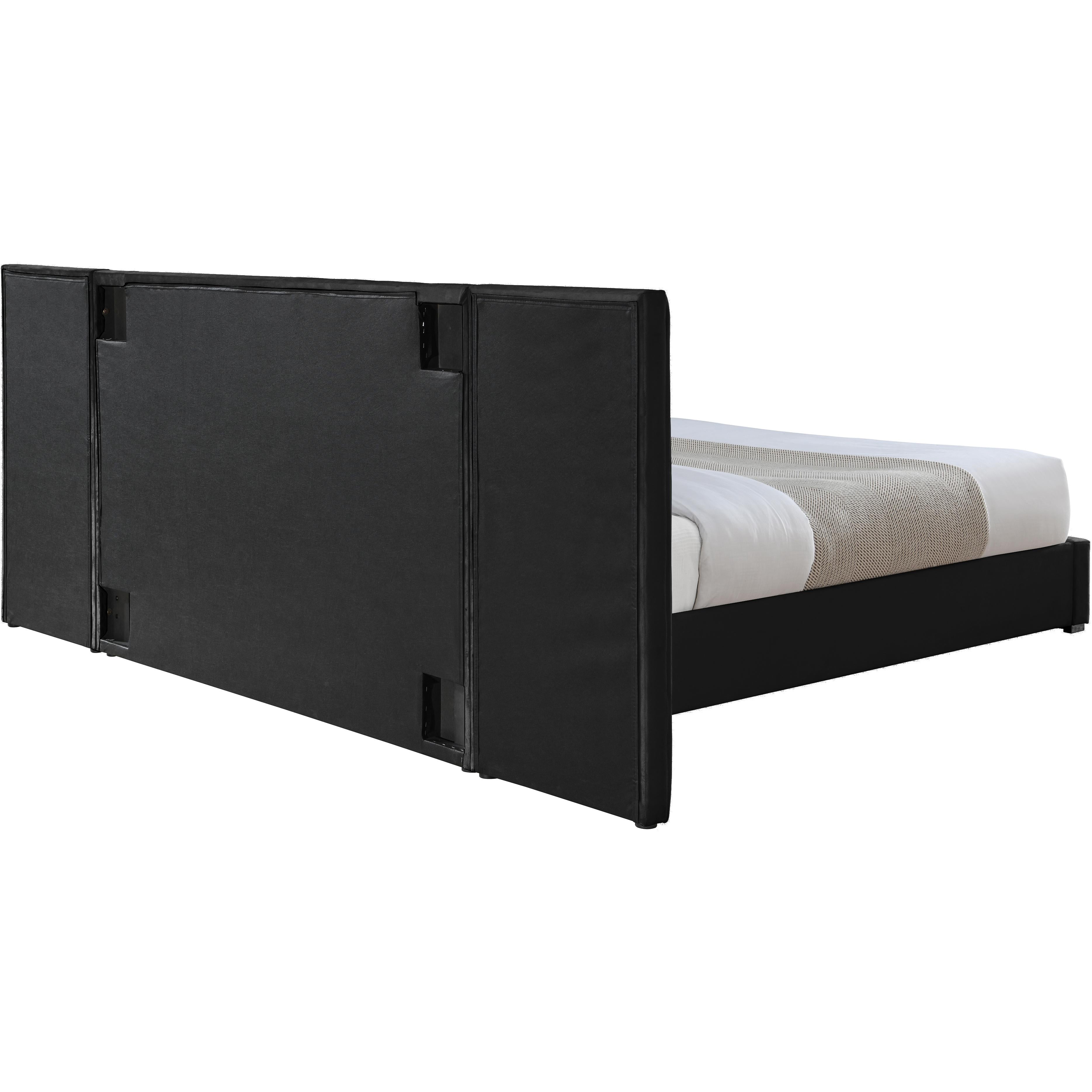 Meridian Pablo Black Velvet Queen Bed