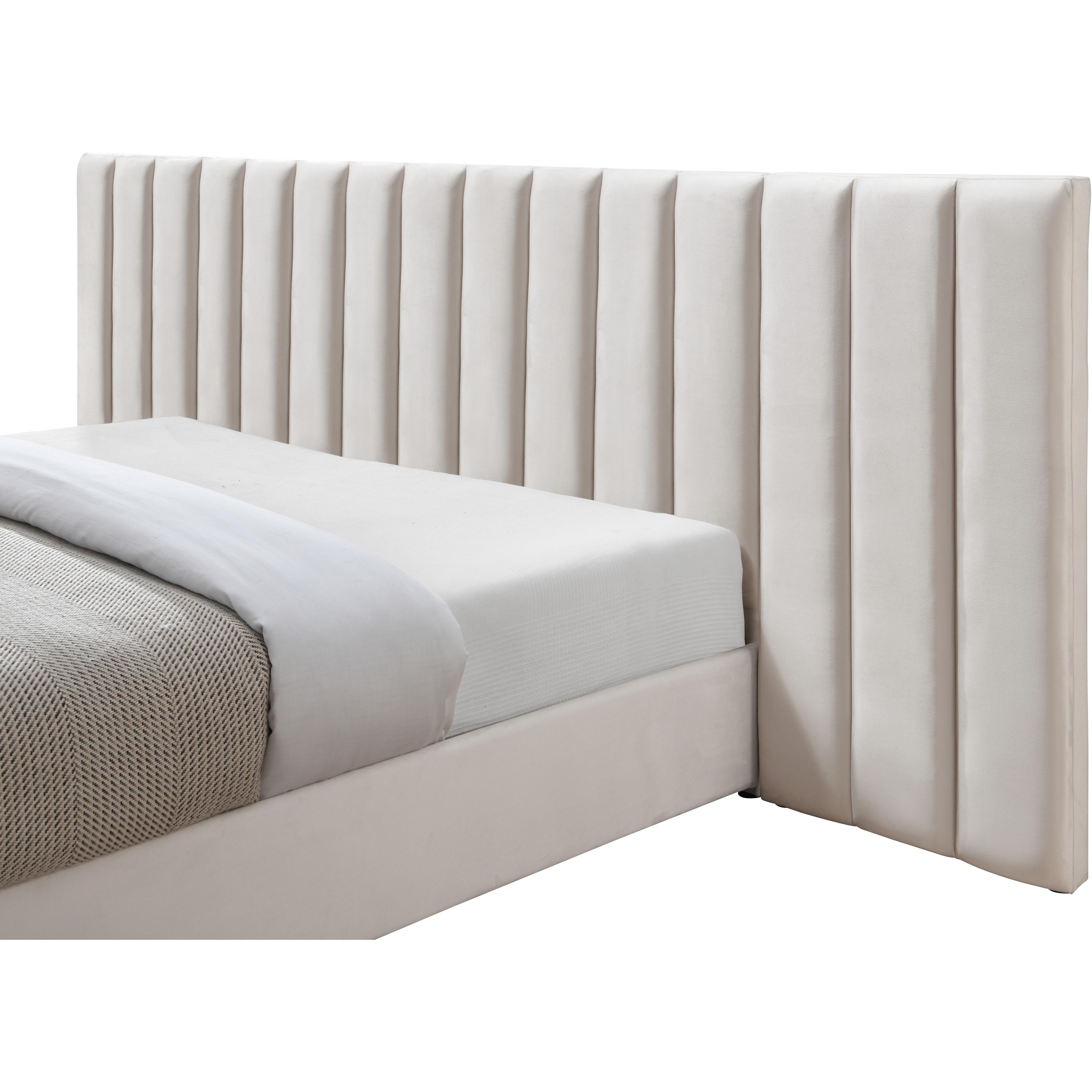 Meridian Pablo Cream Velvet Queen Bed