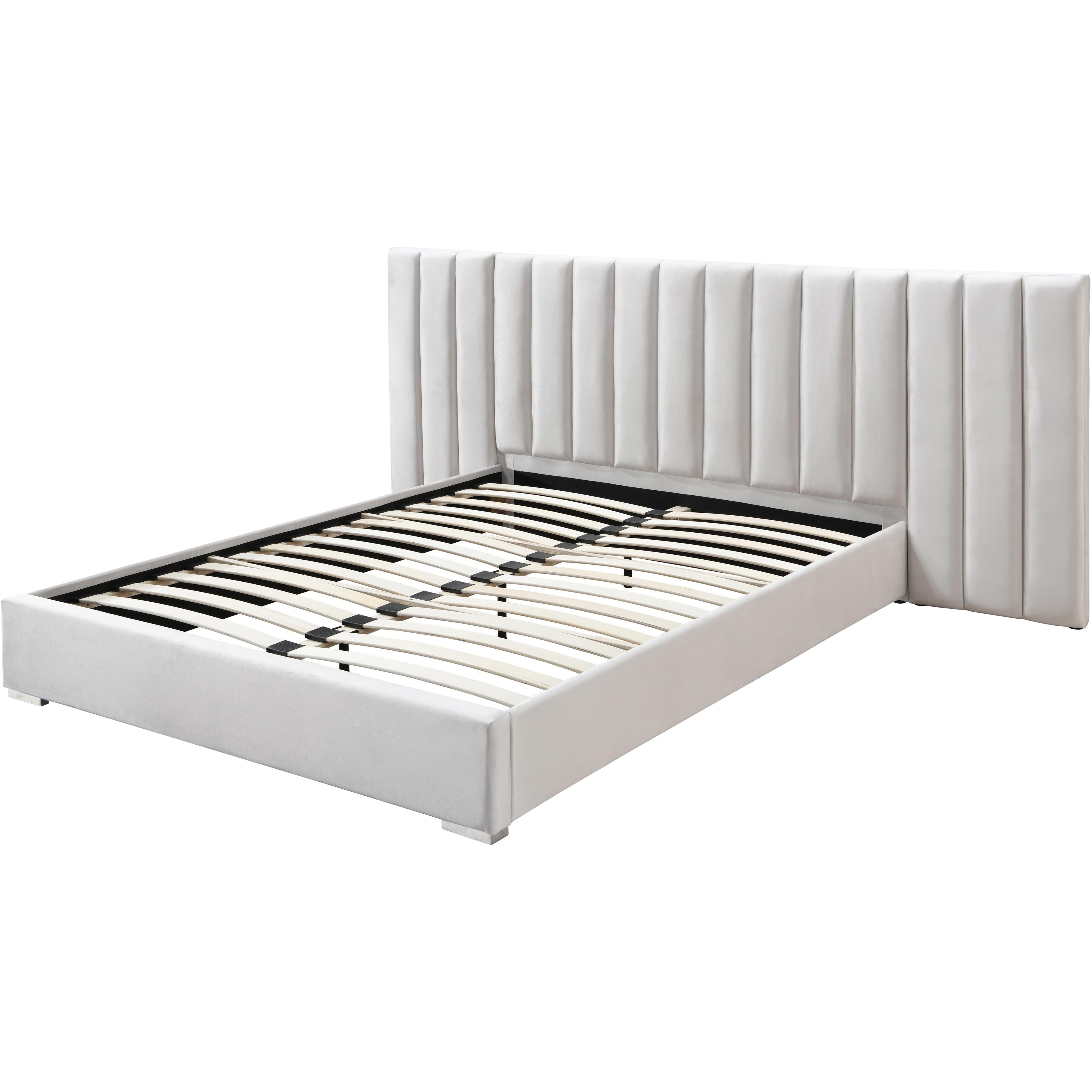 Meridian Pablo Cream Velvet Queen Bed
