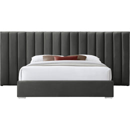 Meridian Pablo Grey Velvet King Bed