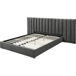 Meridian Pablo Grey Velvet King Bed