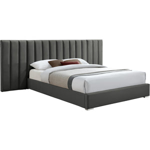 Meridian Pablo Grey Velvet Queen Bed