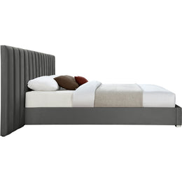 Meridian Pablo Grey Velvet Queen Bed