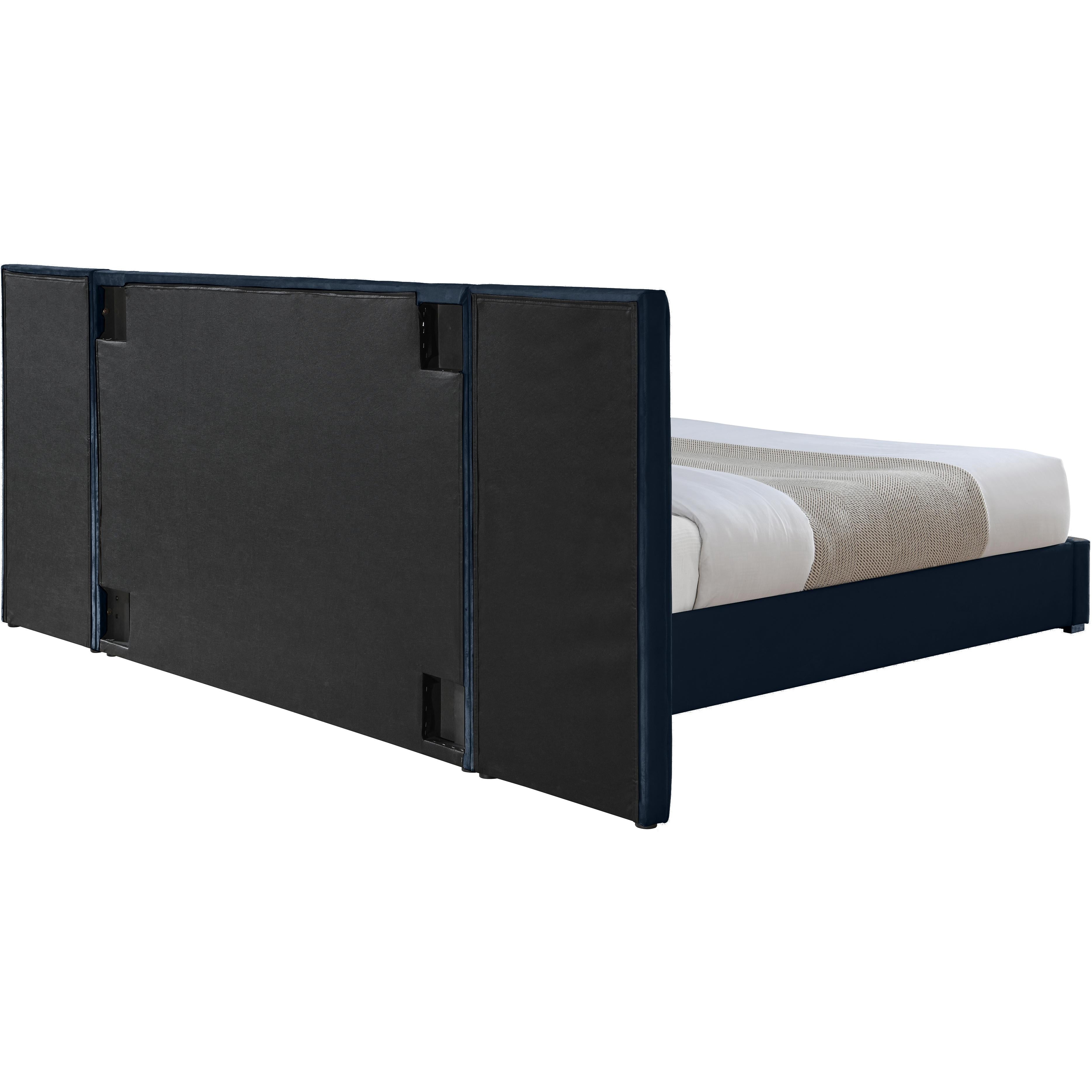 Meridian Pablo Navy Velvet King Bed