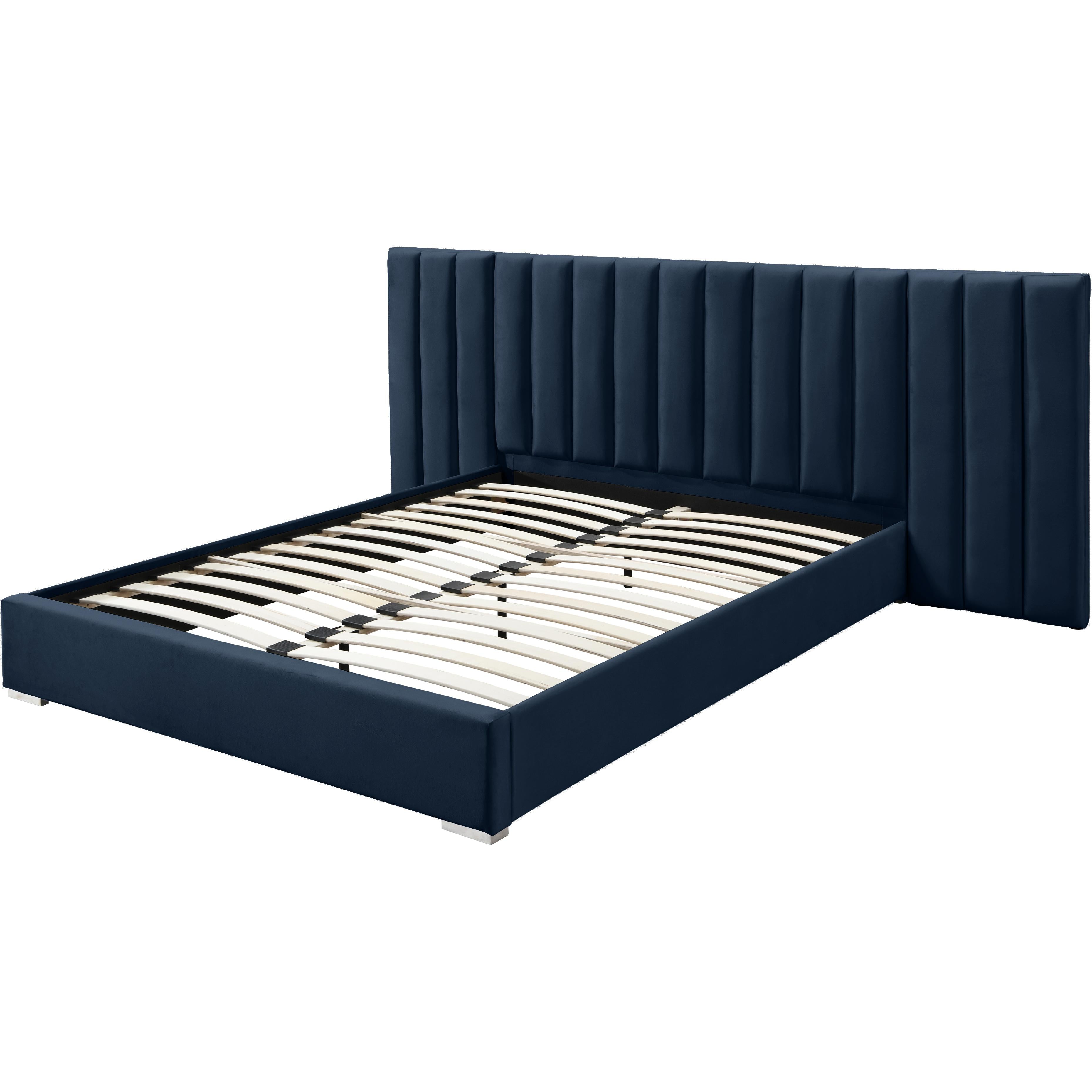 Meridian Pablo Navy Velvet King Bed