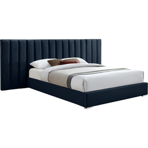 Meridian Pablo Navy Velvet Queen Bed