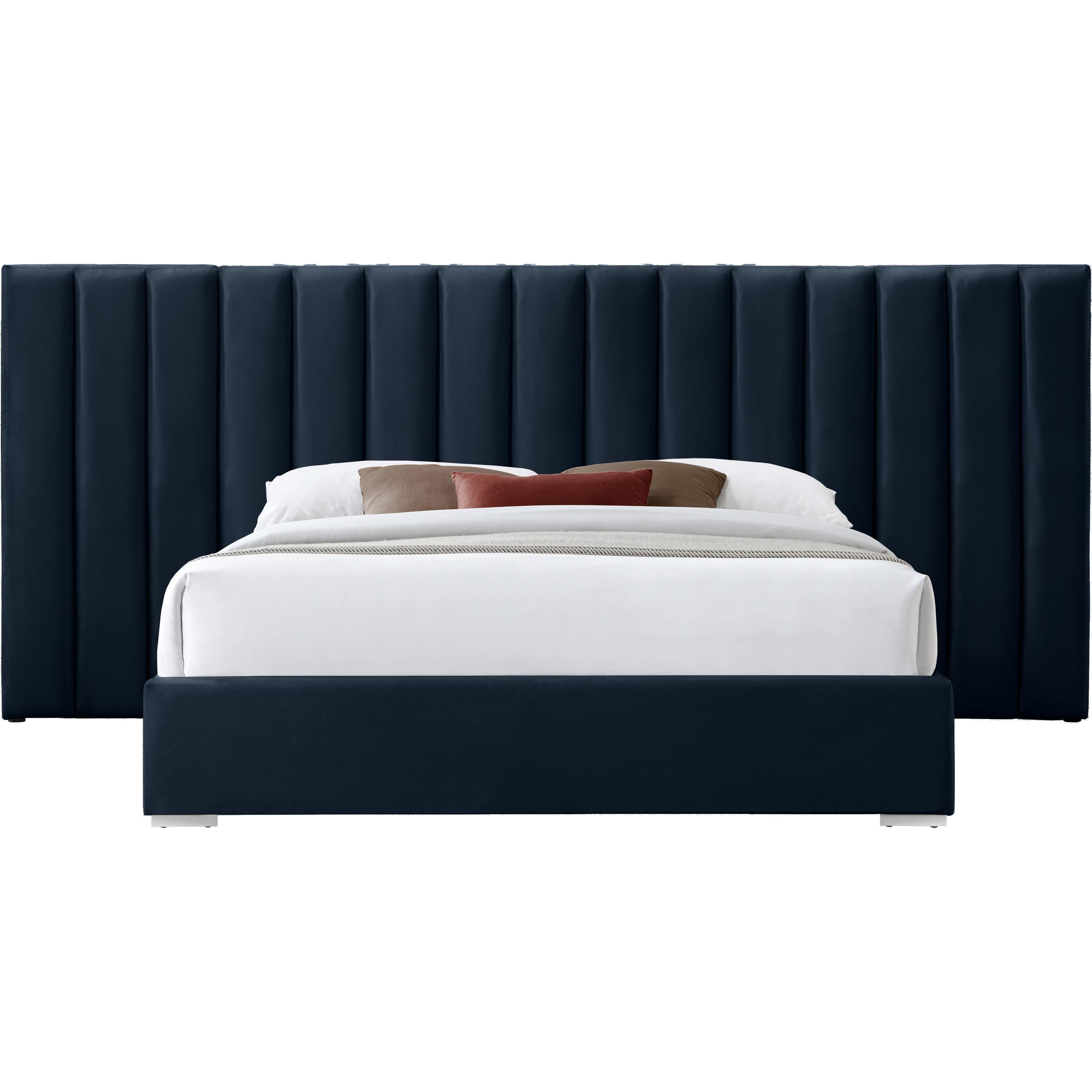 Meridian Pablo Navy Velvet Queen Bed