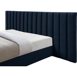 Meridian Pablo Navy Velvet Queen Bed