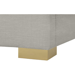 Meridian Pierce Beige Linen Textured Fabric King Bed