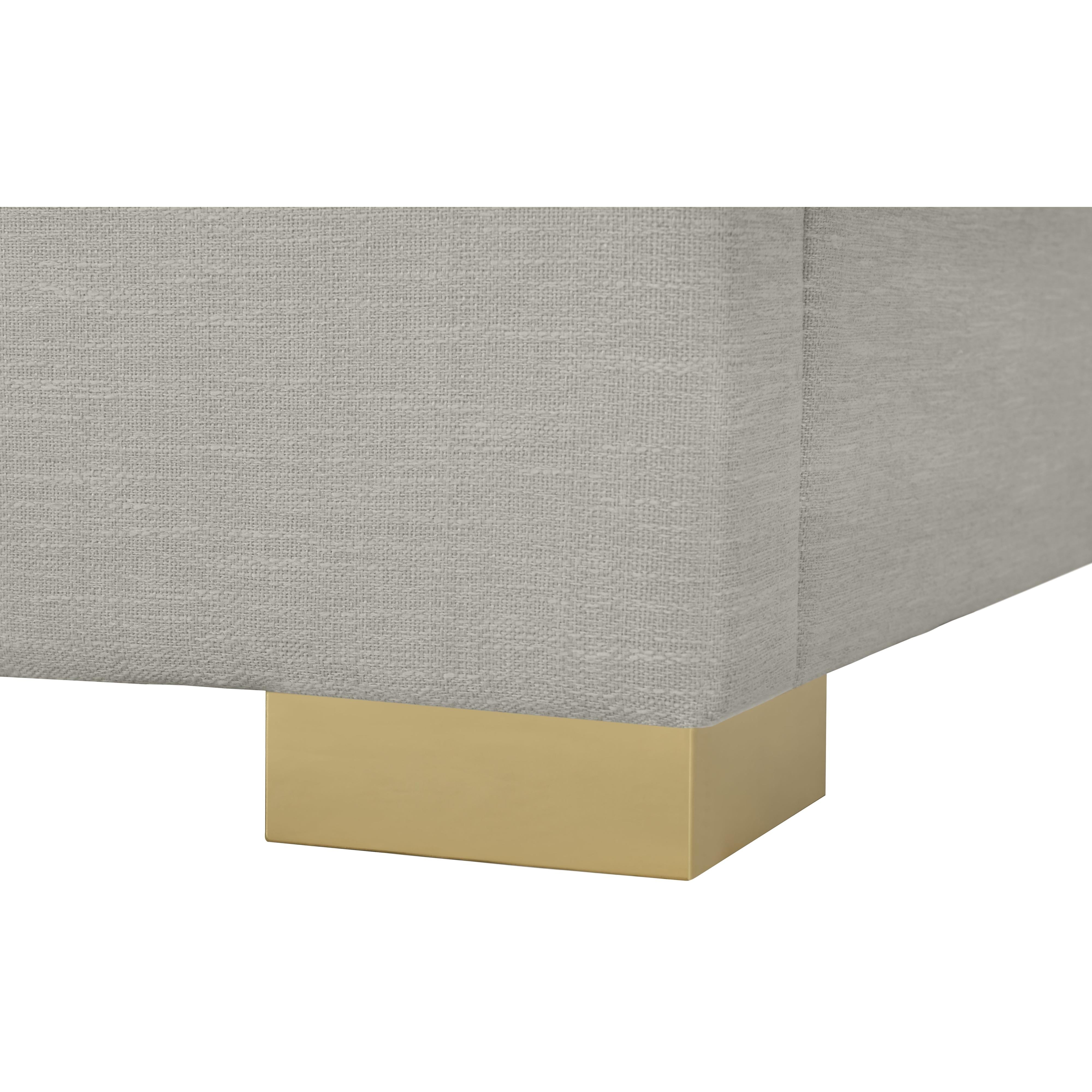 Meridian Pierce Beige Linen Textured Fabric Queen Bed