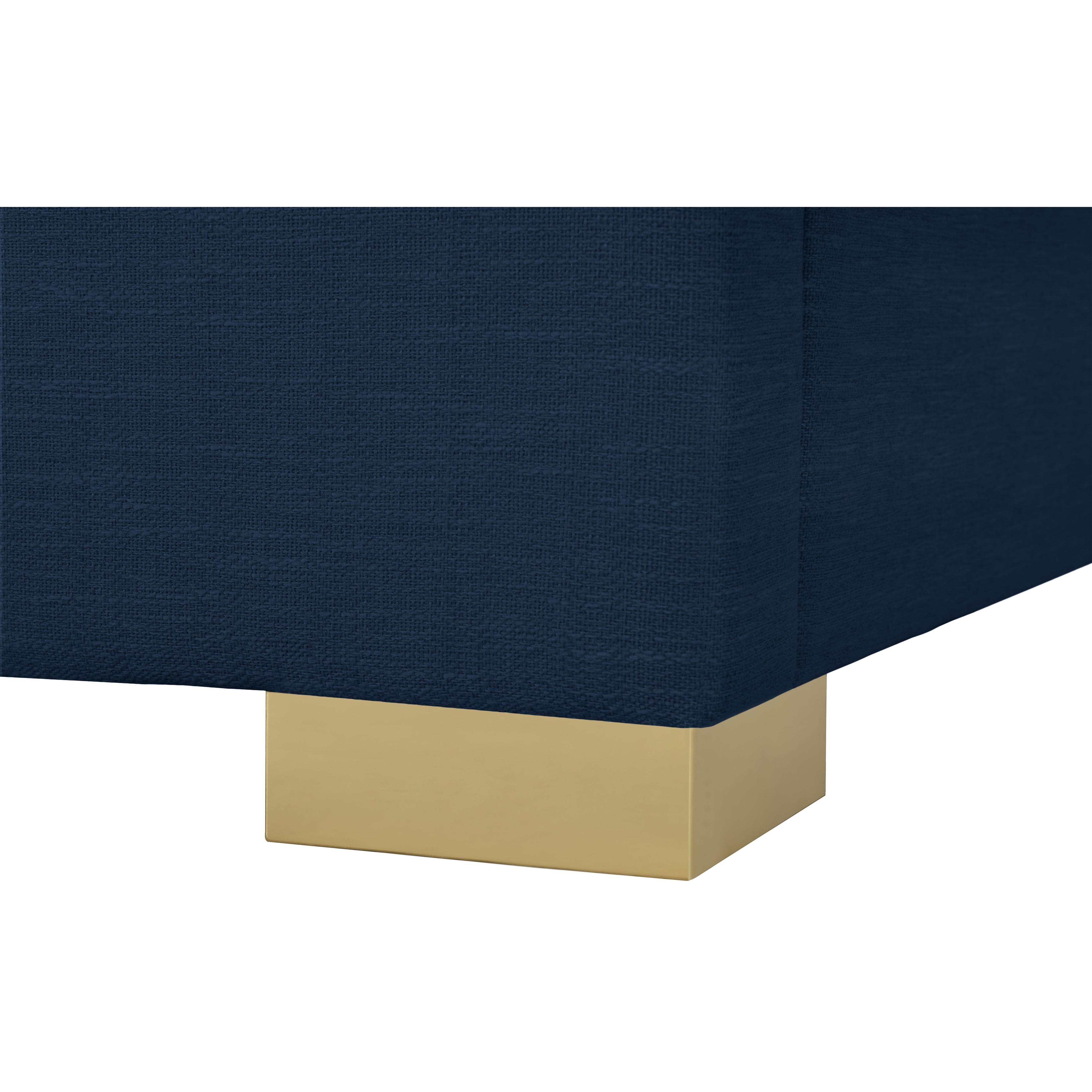 Meridian Pierce Navy Linen Textured Fabric King Bed