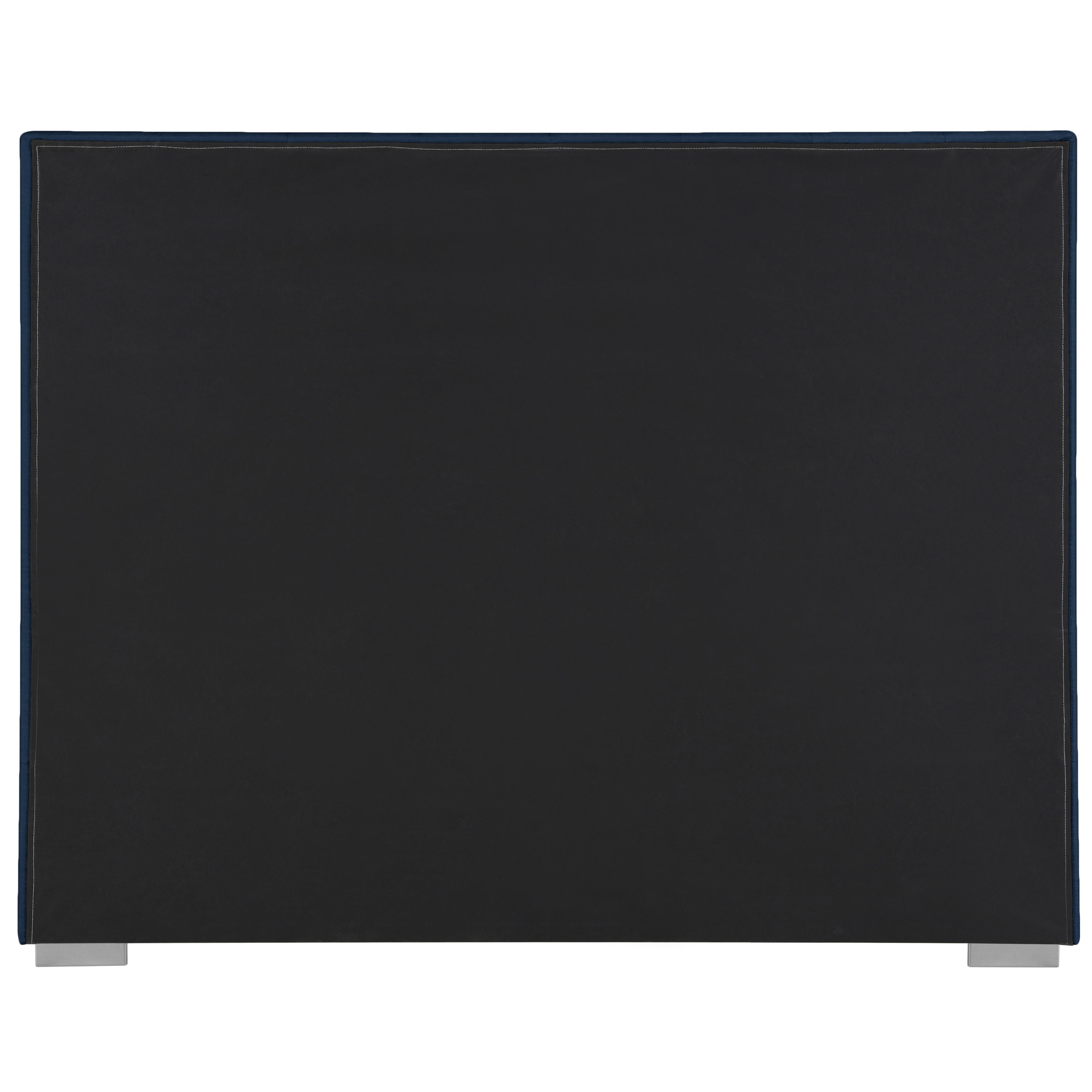 Meridian Pierce Navy Linen Textured Fabric Queen Bed