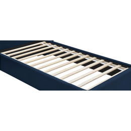 Meridian Pierce Navy Linen Textured Fabric Twin Bed