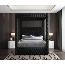 Meridian Royal Black Velvet King Bed (4 Boxes)