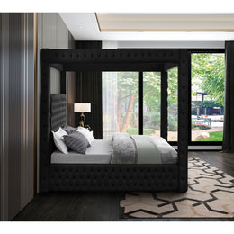 Meridian Royal Black Velvet King Bed (4 Boxes)