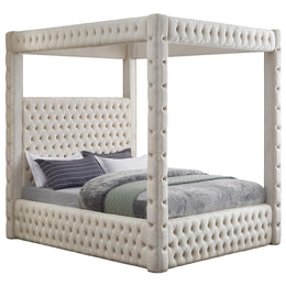 Meridian Royal Beige Velvet Queen Bed (4 Boxes)