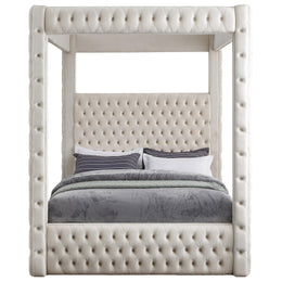 Meridian Royal Beige Velvet Queen Bed (4 Boxes)