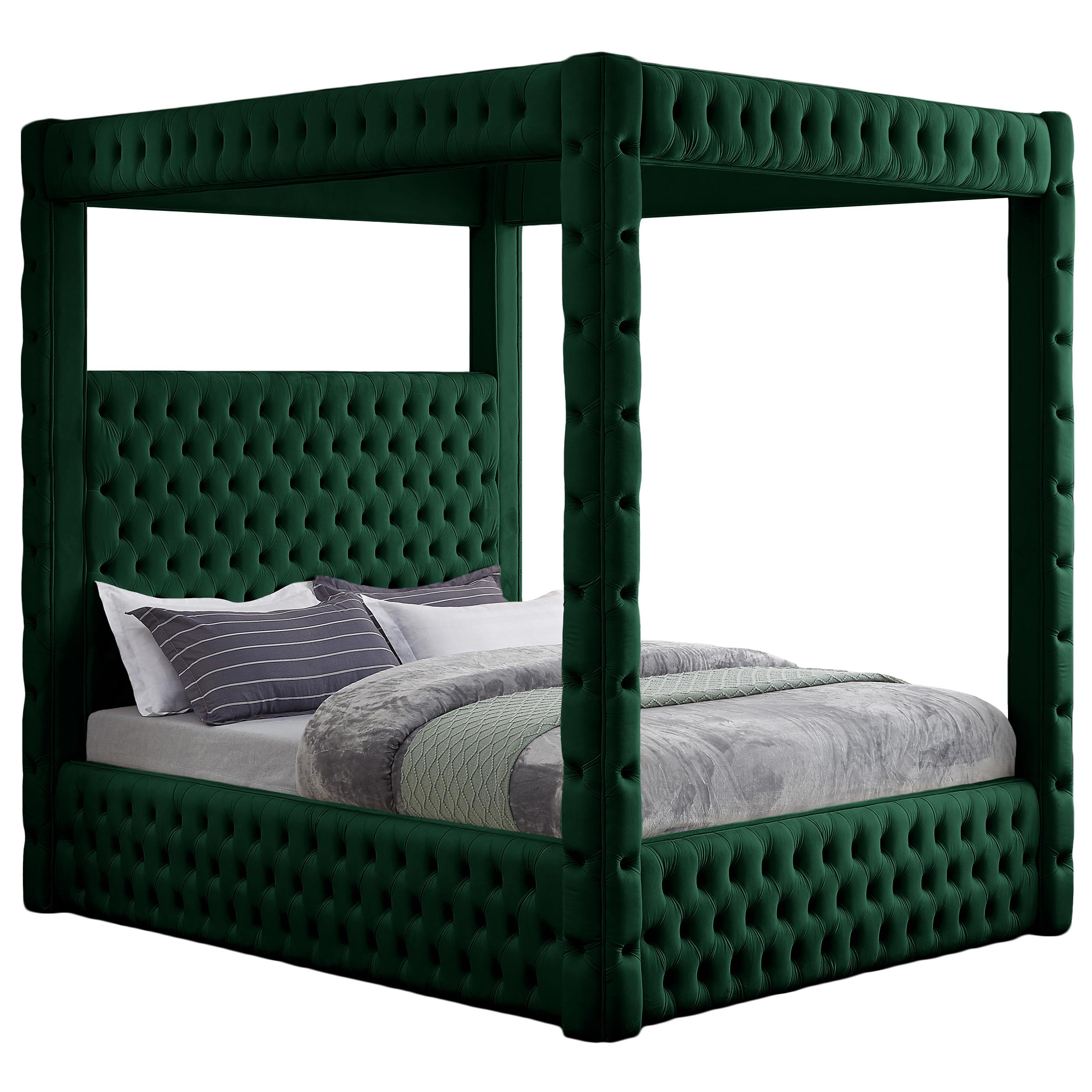 Meridian Royal Green Velvet King Bed (4 Boxes)