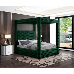 Meridian Royal Green Velvet King Bed (4 Boxes)