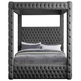 Meridian Royal Grey Velvet King Bed (4 Boxes)