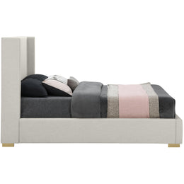 Meridian Royce Beige Linen Textured Fabric Queen Bed (3 Boxes)