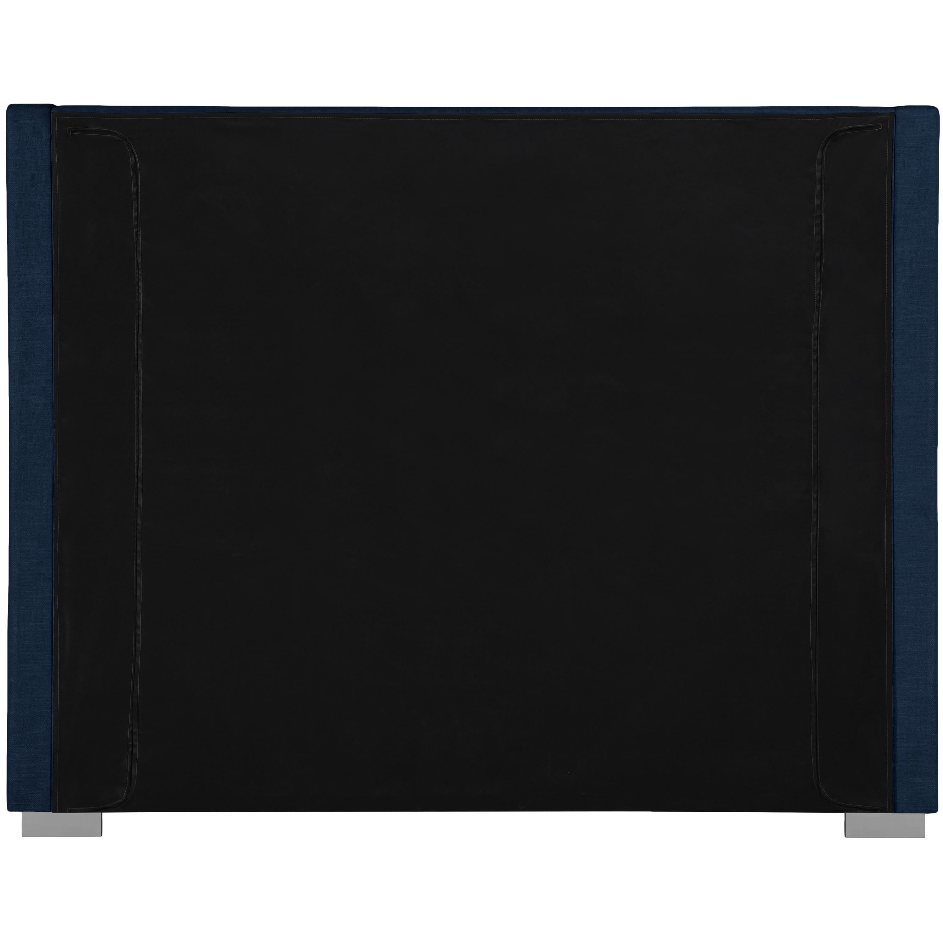 Meridian Royce Navy Linen Textured Fabric King Bed (3 Boxes)