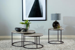 Lainey Round Faux Marble Nesting Coffee Table Grey