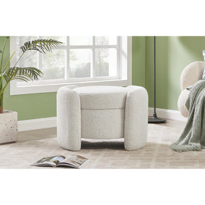 Meridian Horizon Cream Boucle Fabric Ottoman