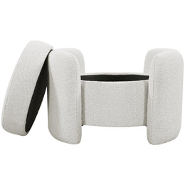 Meridian Horizon Cream Boucle Fabric Ottoman