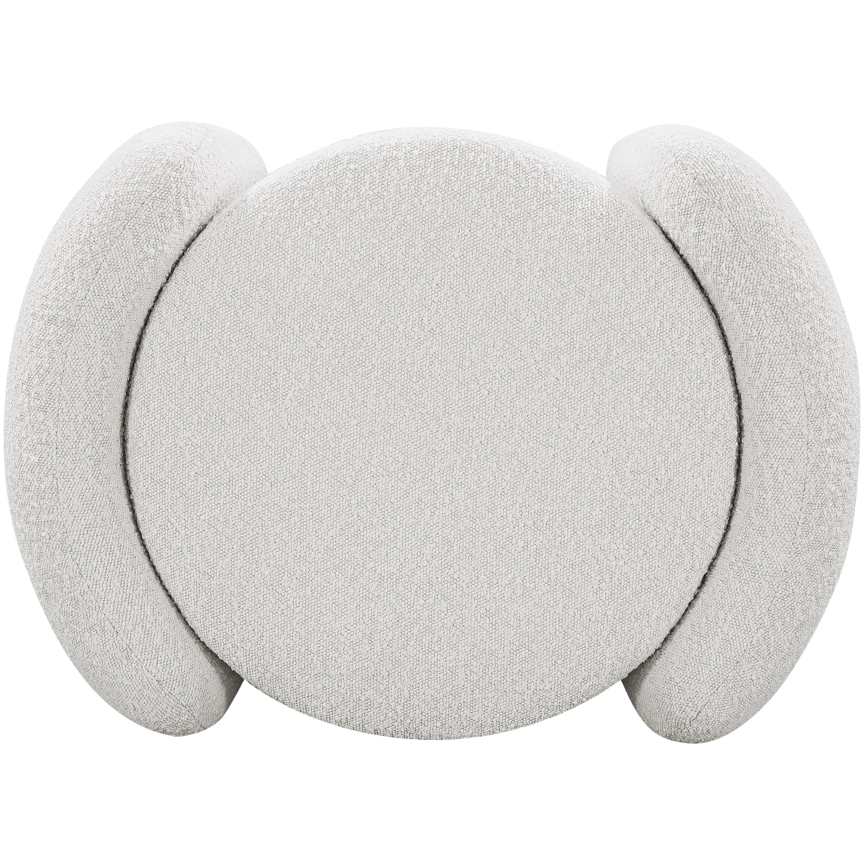 Meridian Horizon Cream Boucle Fabric Ottoman
