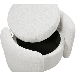Meridian Horizon Cream Boucle Fabric Ottoman