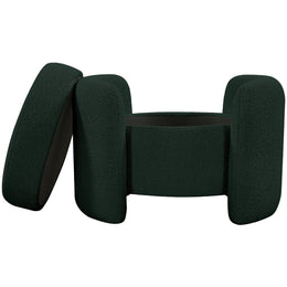 Meridian Horizon Green Boucle Fabric Ottoman