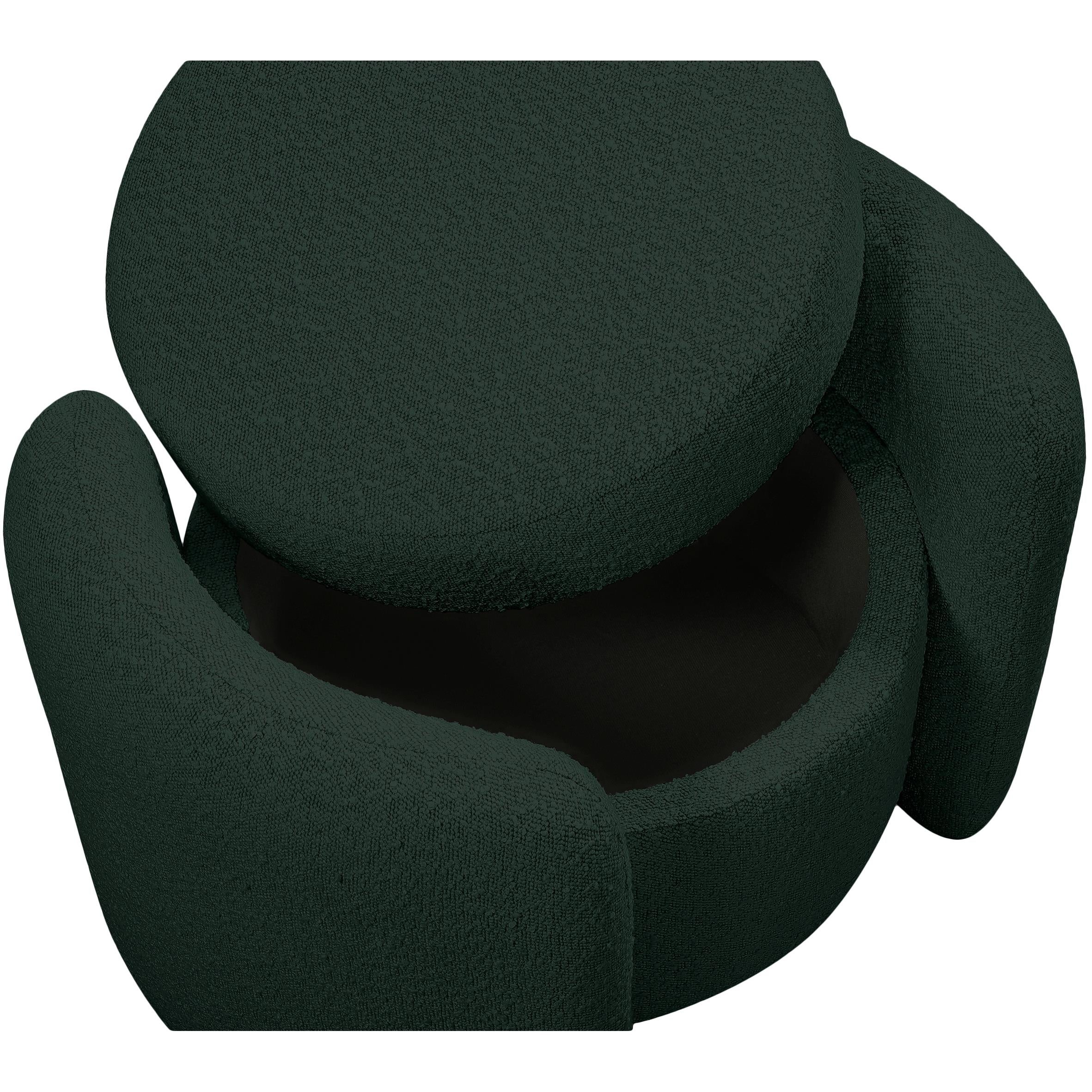 Meridian Horizon Green Boucle Fabric Ottoman