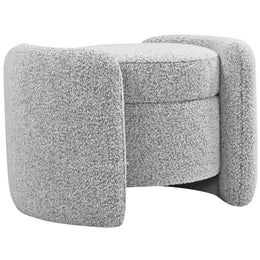 Meridian Horizon Grey Boucle Fabric Ottoman