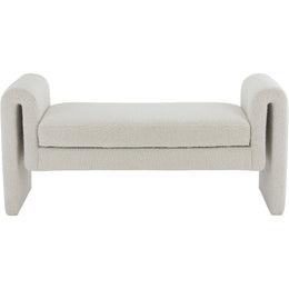 Meridian Stylus Cream Boucle Fabric Bench