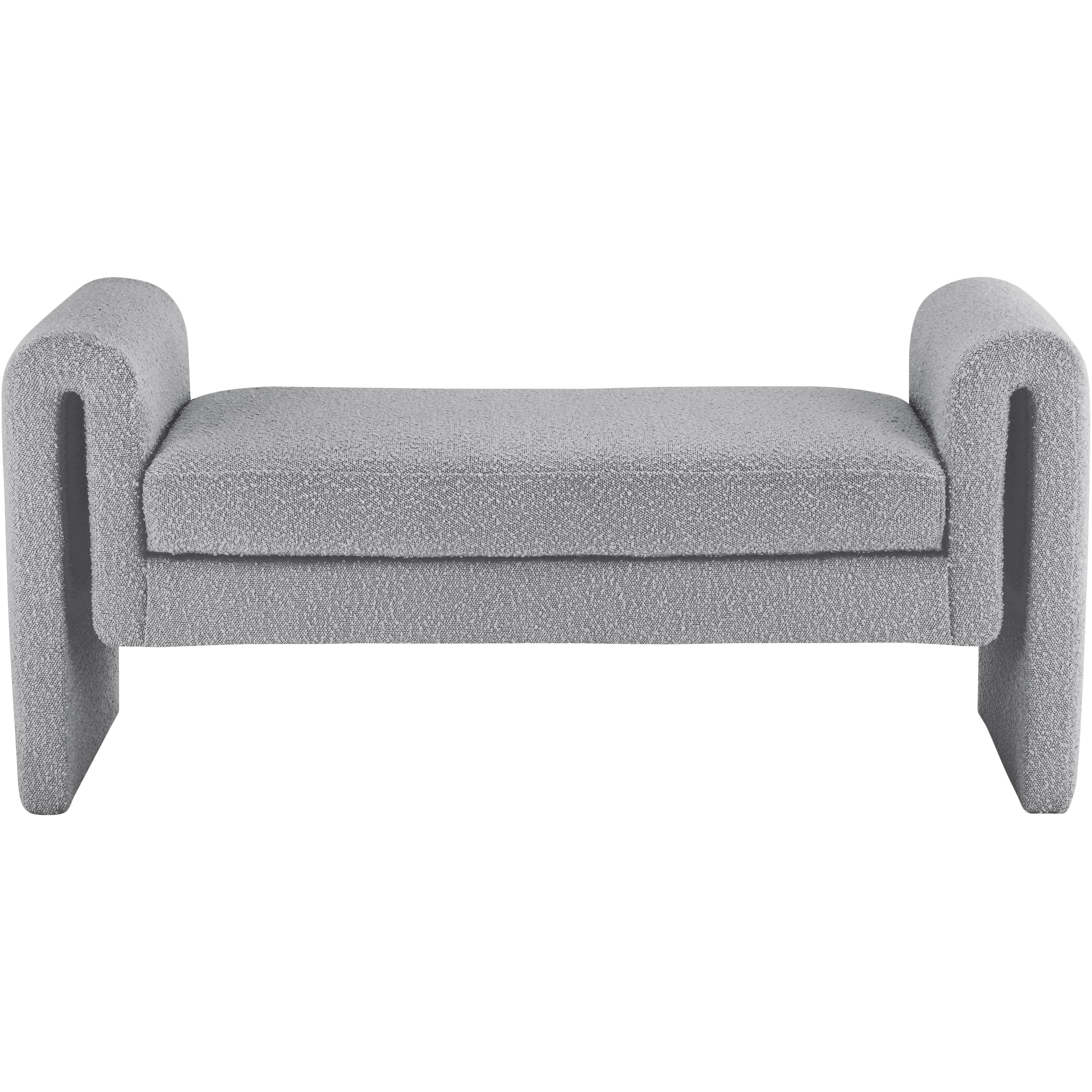 Meridian Stylus Grey Boucle Fabric Bench