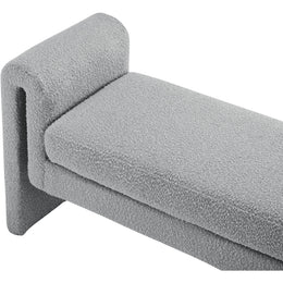 Meridian Stylus Grey Boucle Fabric Bench
