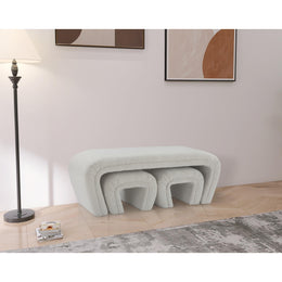 Meridian Odelia Cream Boucle Fabric Bench