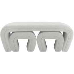 Meridian Odelia Cream Boucle Fabric Bench