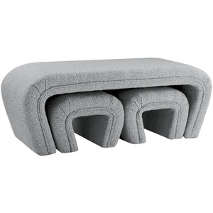 Meridian Odelia Grey Boucle Fabric Bench