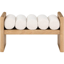 Meridian Waverly Cream Boucle Fabric Bench