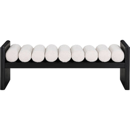 Meridian Waverly Cream Boucle Fabric Bench