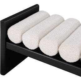 Meridian Waverly Cream Boucle Fabric Bench