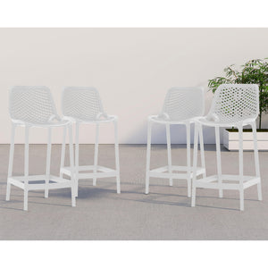 Meridian Mykonos White Outdoor Patio Stool
