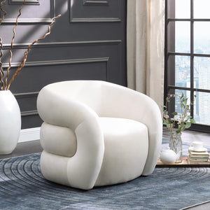 Meridian Roxbury Cream Velvet Accent Chair