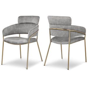 Meridian Yara Grey Velvet Dining Chair