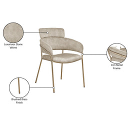 Meridian Yara Stone Velvet Dining Chair