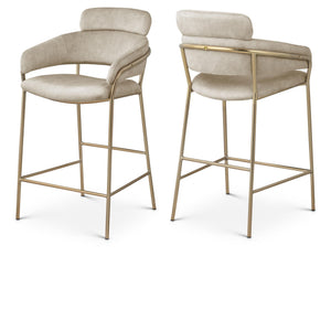 Meridian Yara Stone Velvet Counter Stool