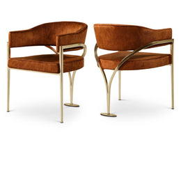Meridian Madelyn Cognac Velvet Dining Chair